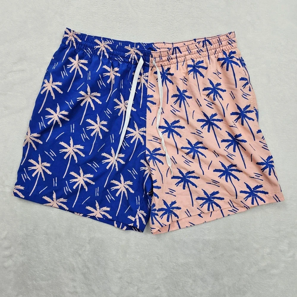 Chubbies Swim Trunks Mens XXL Blue Pink Palm Tree 5.5 Inseam Tropical Summer